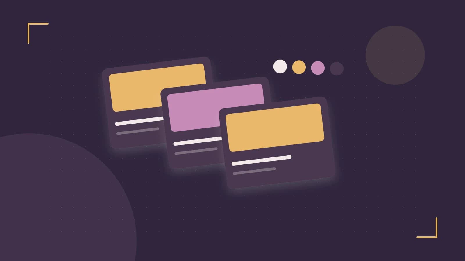 Editorial illustration of responsive browser layouts, overlapping design components and a color system