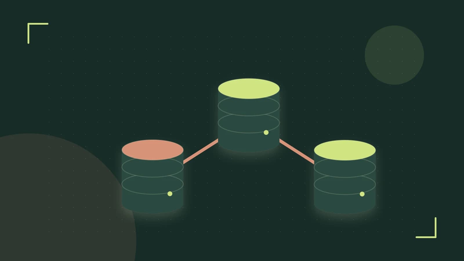 Editorial illustration of structured records, database cylinders and relationships between tables