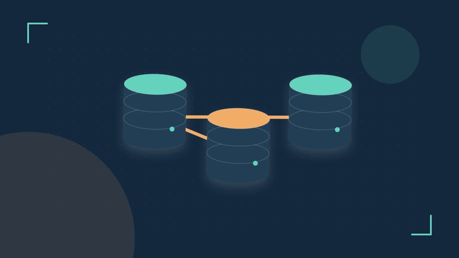 Editorial illustration of structured records, database cylinders and relationships between tables