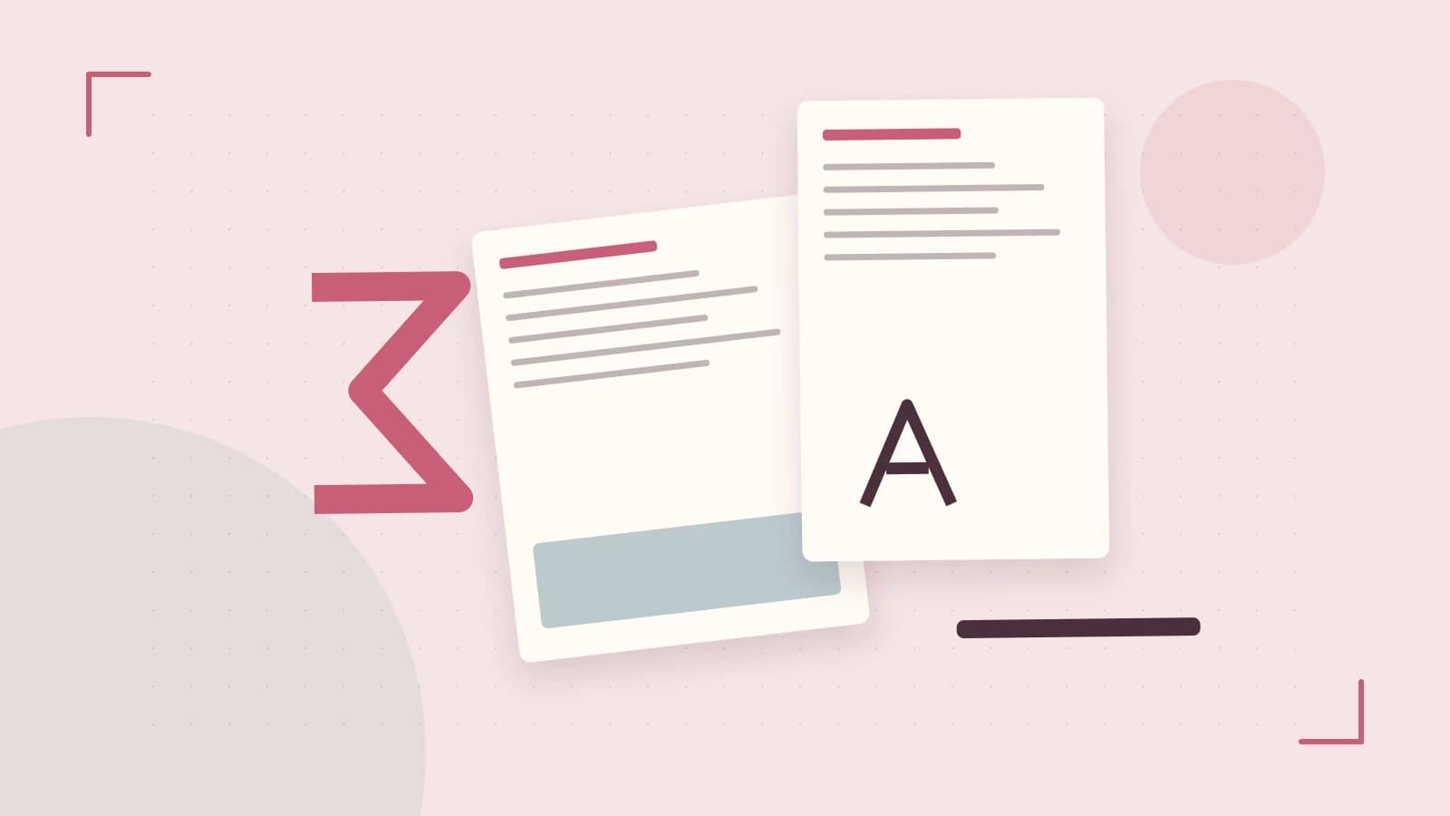 Editorial illustration of typeset pages, expressive letterform shapes and a precise editorial page grid