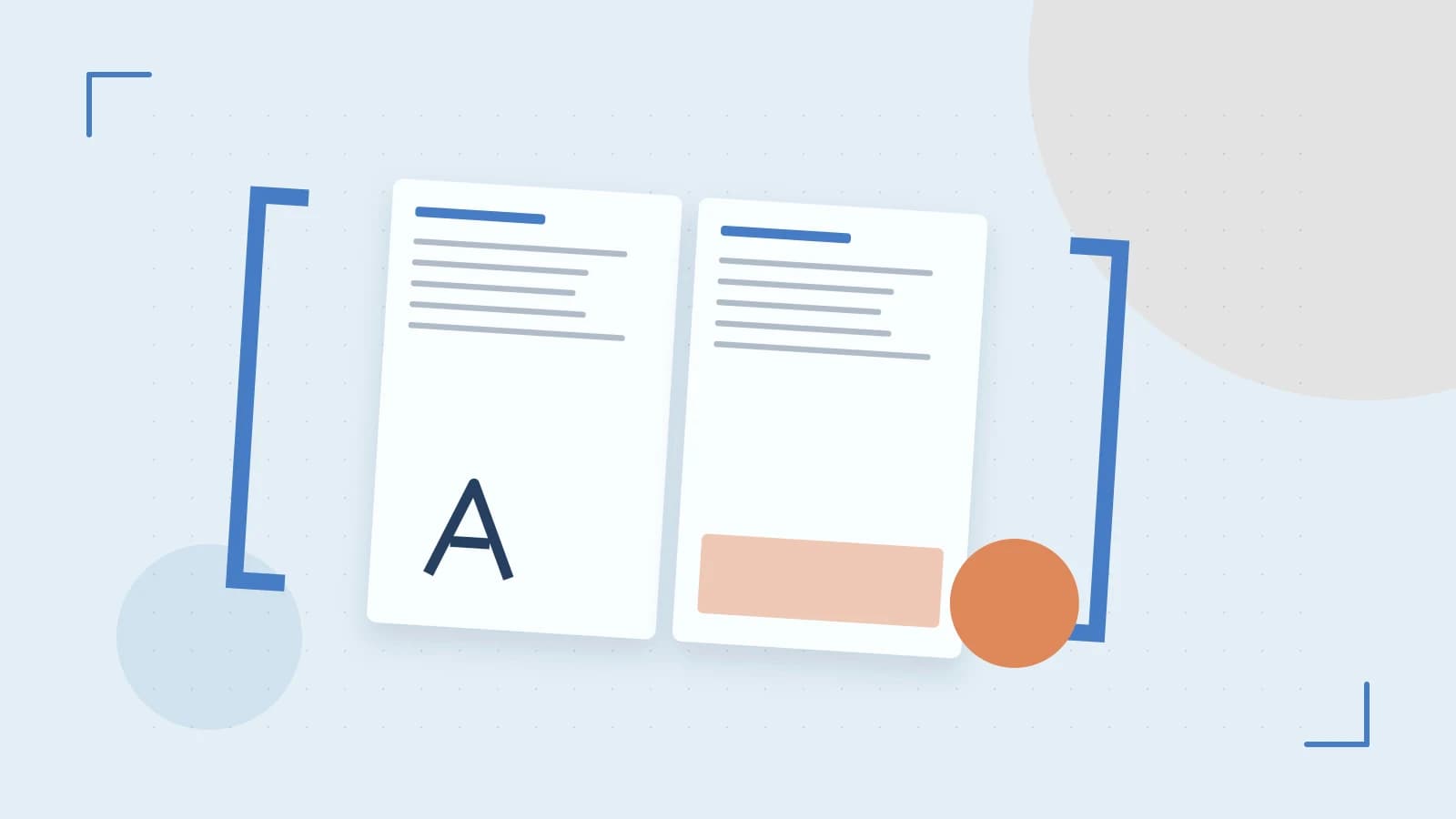 Editorial illustration of typeset pages, expressive letterform shapes and a precise editorial page grid