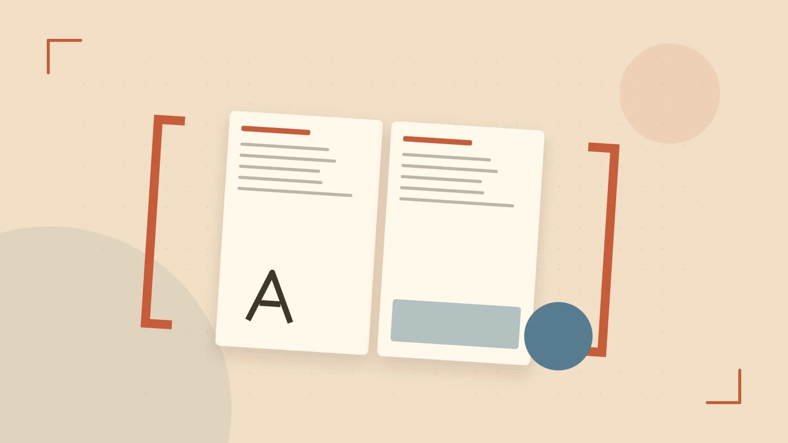Editorial illustration of typeset pages, expressive letterform shapes and a precise editorial page grid