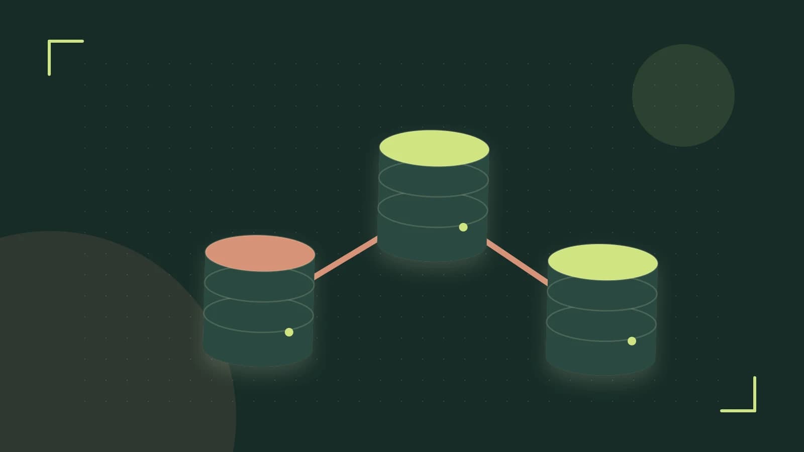 Editorial illustration of structured records, database cylinders and relationships between tables