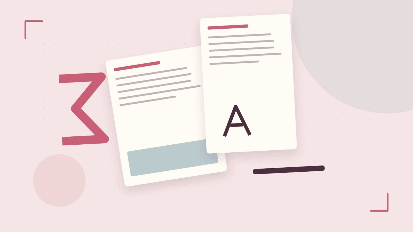 Editorial illustration of typeset pages, expressive letterform shapes and a precise editorial page grid