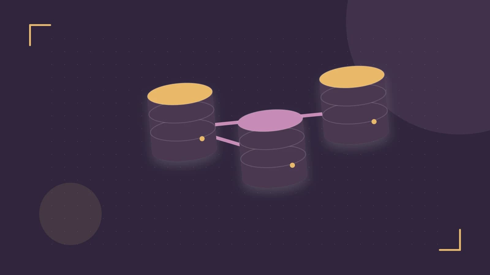 Editorial illustration of structured records, database cylinders and relationships between tables