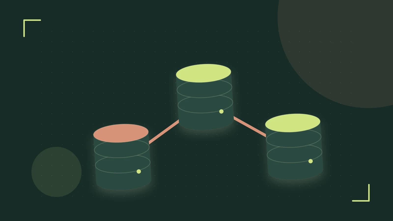 Editorial illustration of structured records, database cylinders and relationships between tables