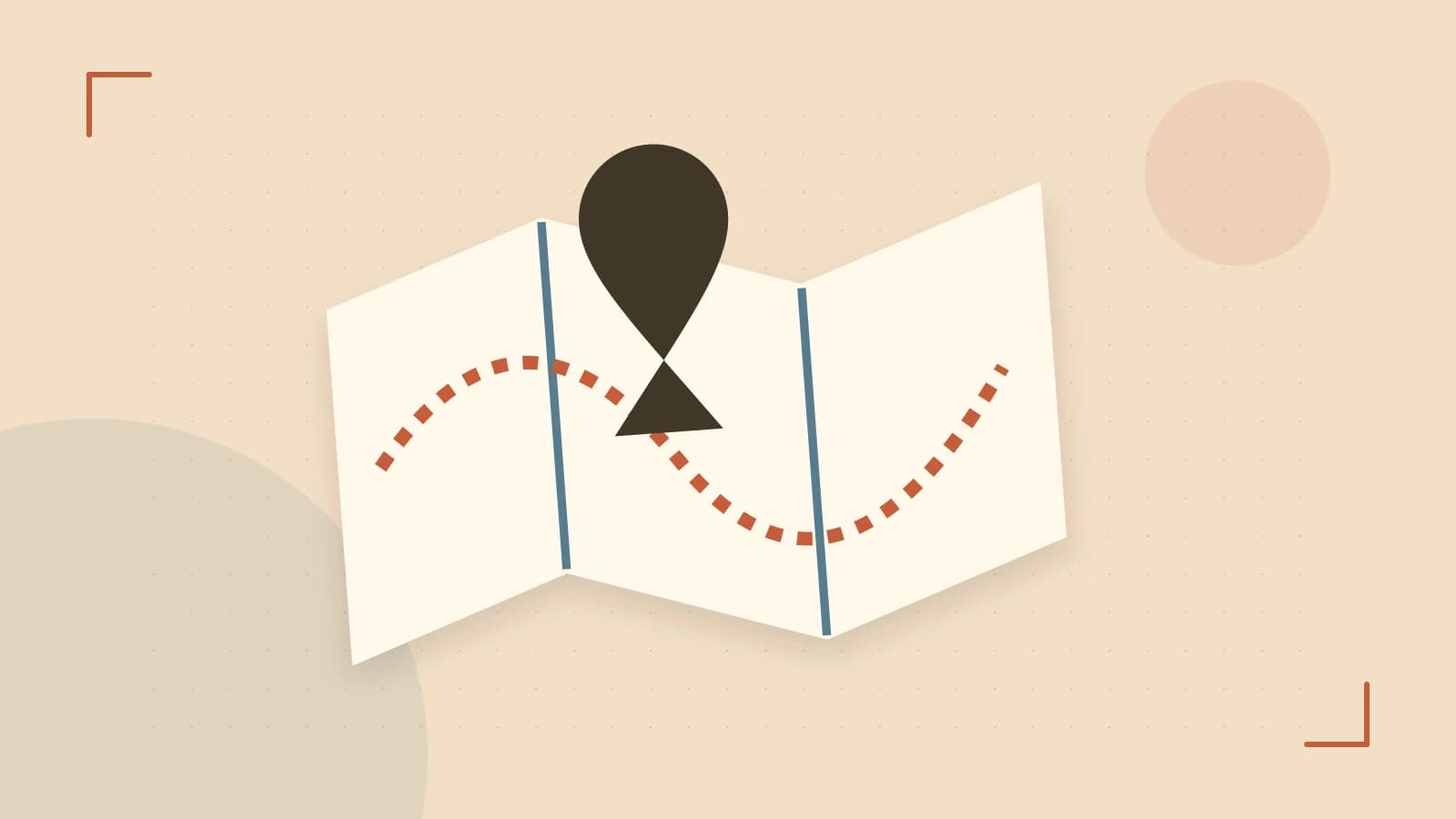 Editorial illustration of an editorial globe with meridians and layered geographic shapes