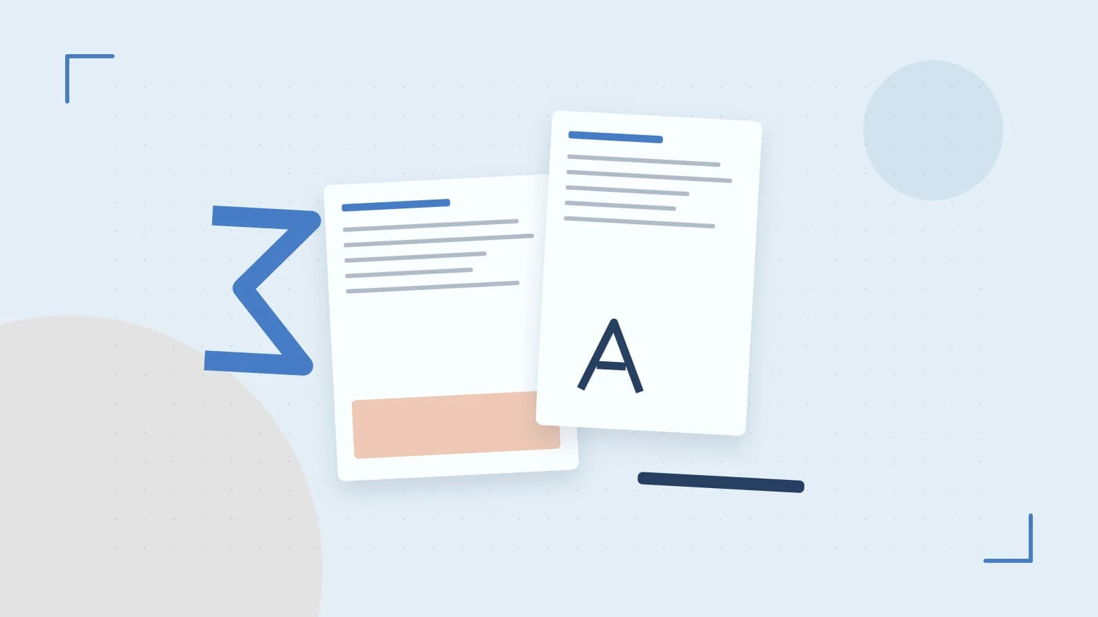 Editorial illustration of typeset pages, expressive letterform shapes and a precise editorial page grid