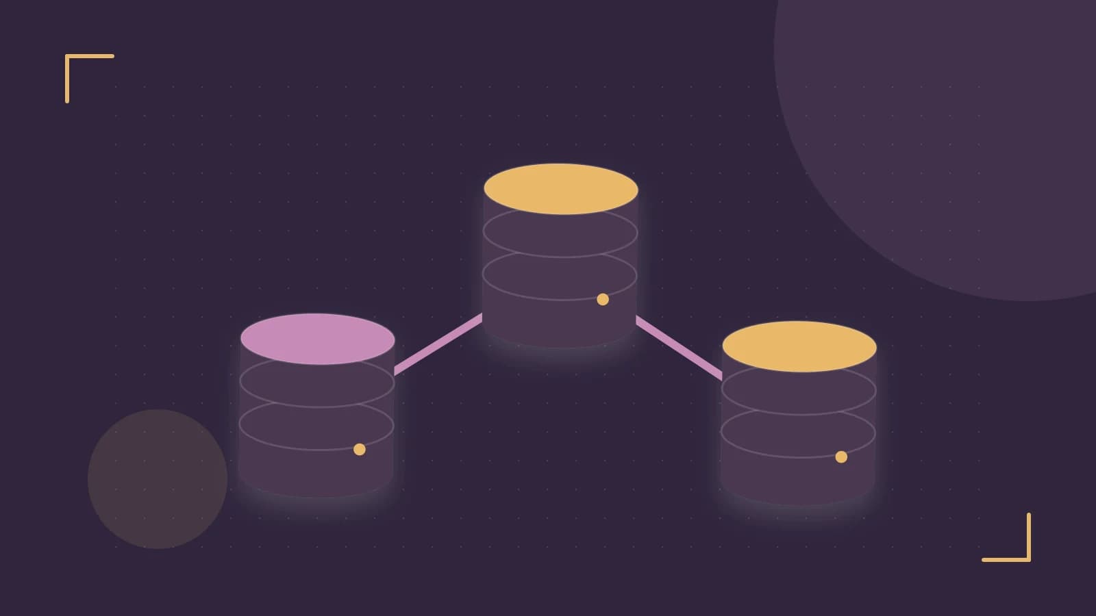 Editorial illustration of structured records, database cylinders and relationships between tables