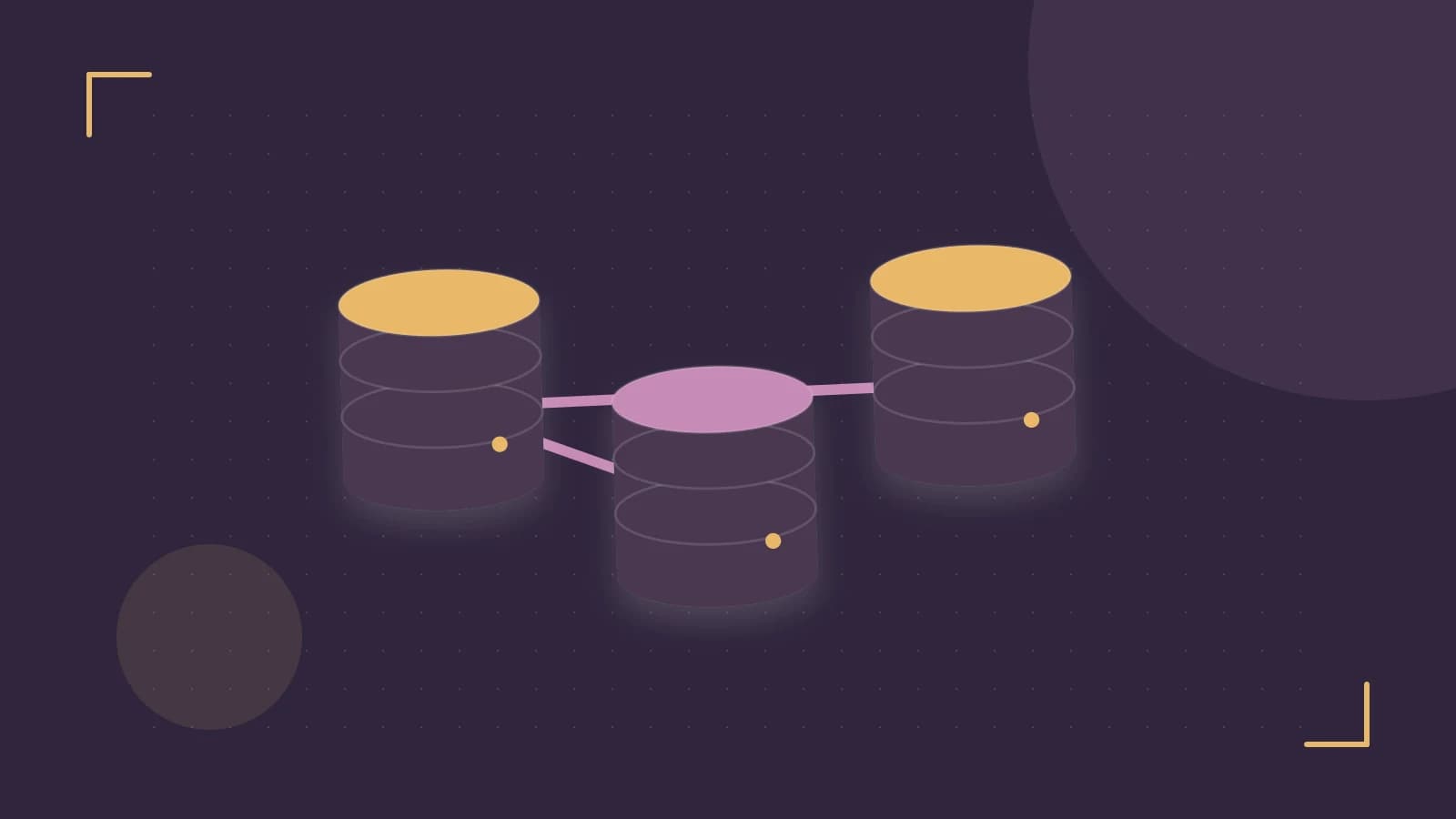 Editorial illustration of structured records, database cylinders and relationships between tables