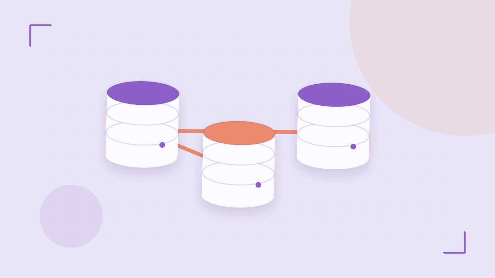 Editorial illustration of structured records, database cylinders and relationships between tables