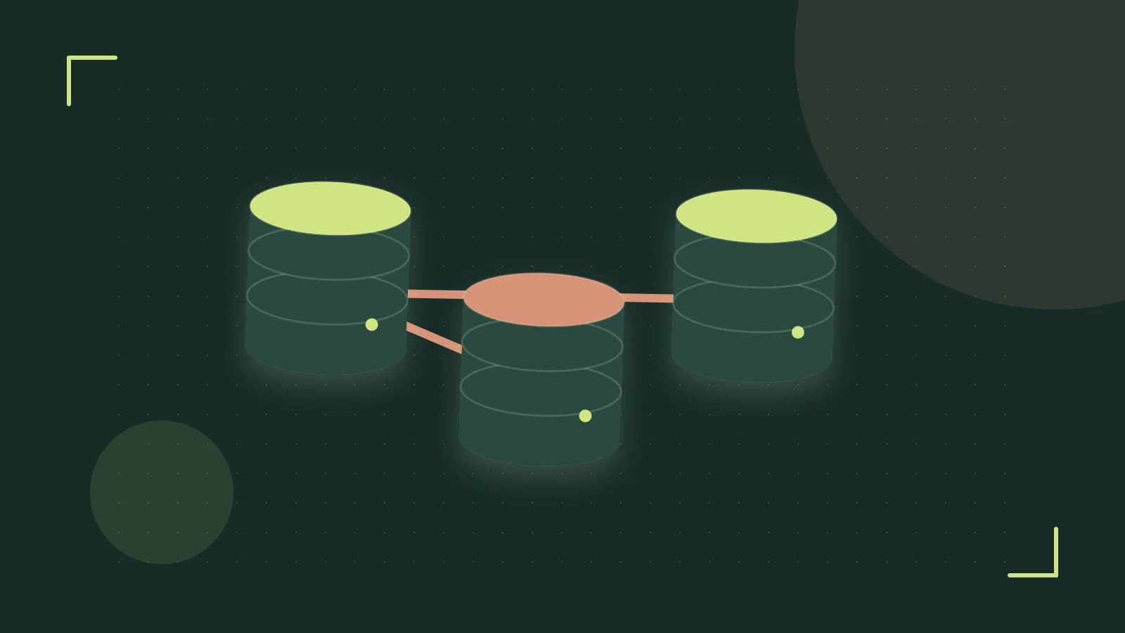 Editorial illustration of structured records, database cylinders and relationships between tables