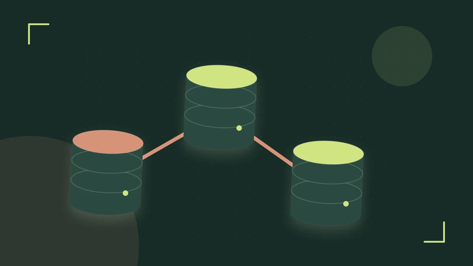 Editorial illustration of structured records, database cylinders and relationships between tables