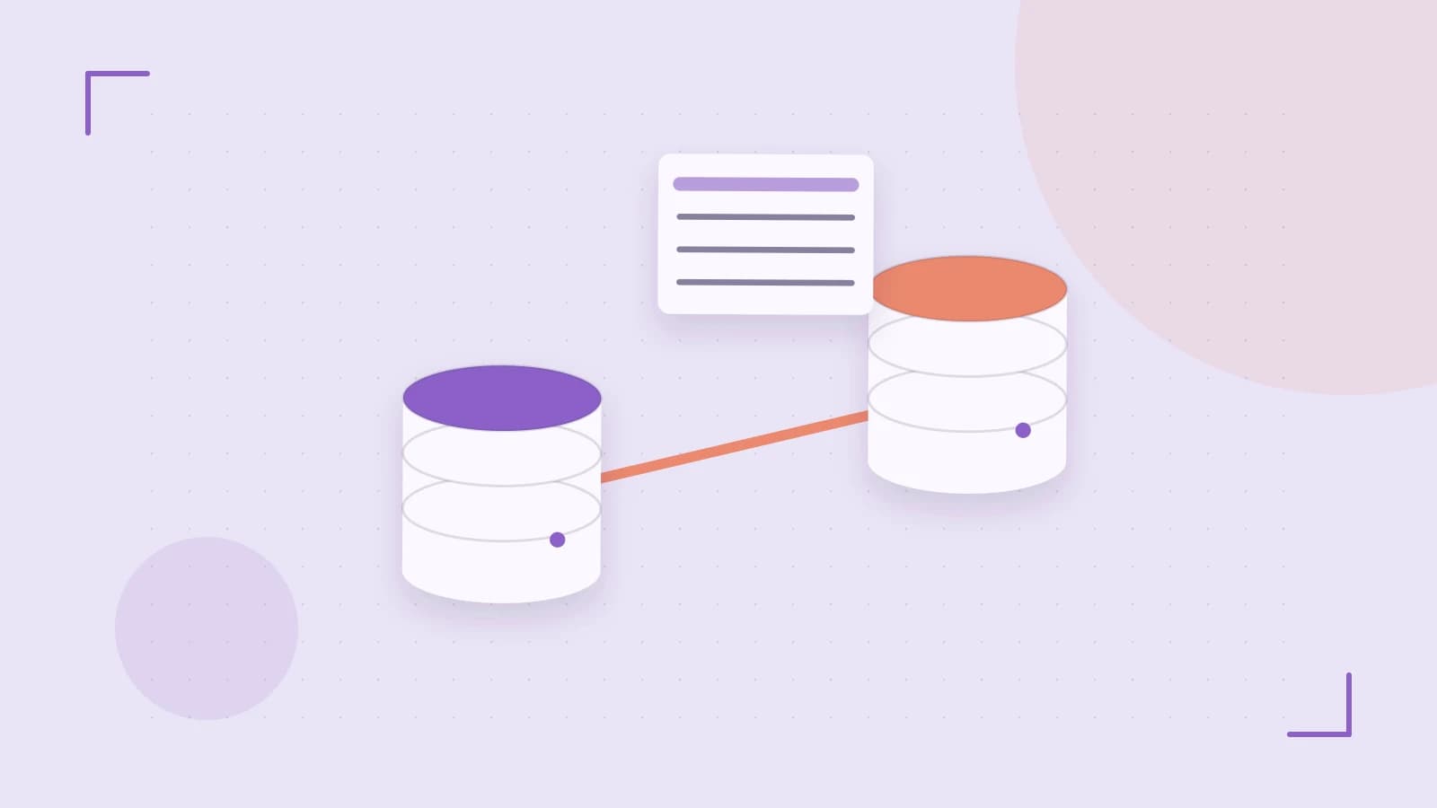 Editorial illustration of structured records, database cylinders and relationships between tables