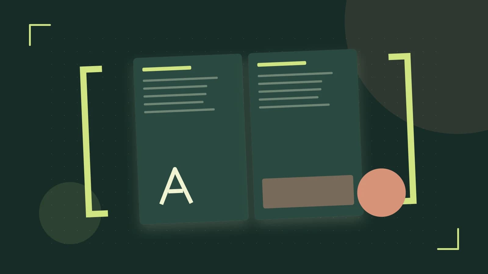 Editorial illustration of typeset pages, expressive letterform shapes and a precise editorial page grid