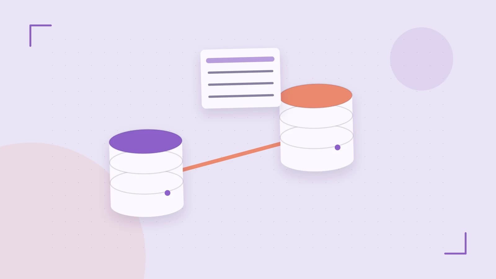 Editorial illustration of structured records, database cylinders and relationships between tables