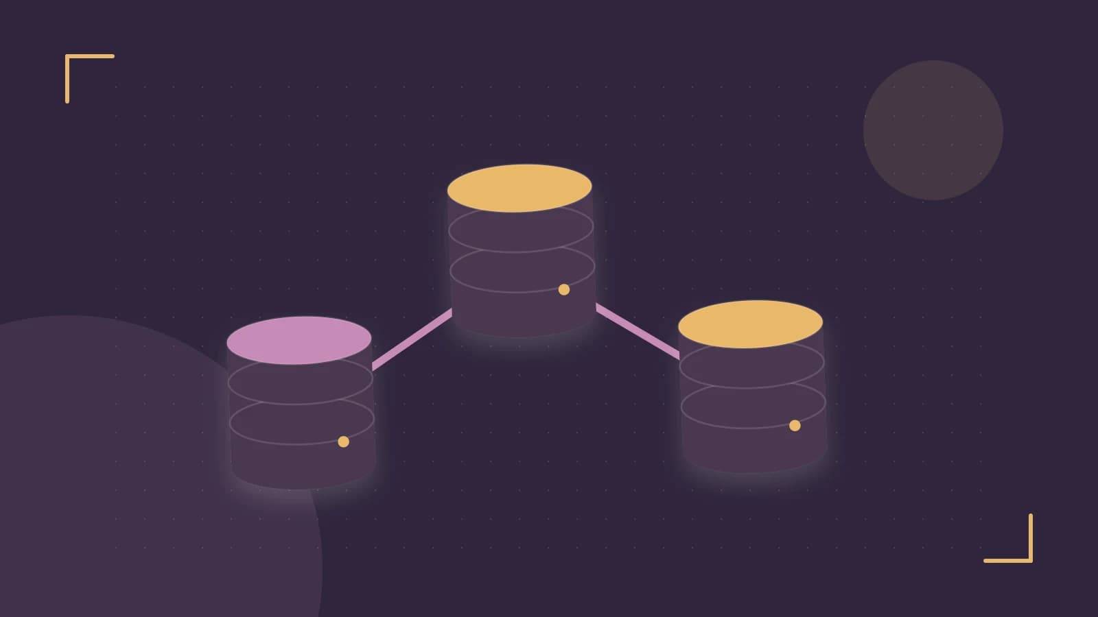 Editorial illustration of structured records, database cylinders and relationships between tables