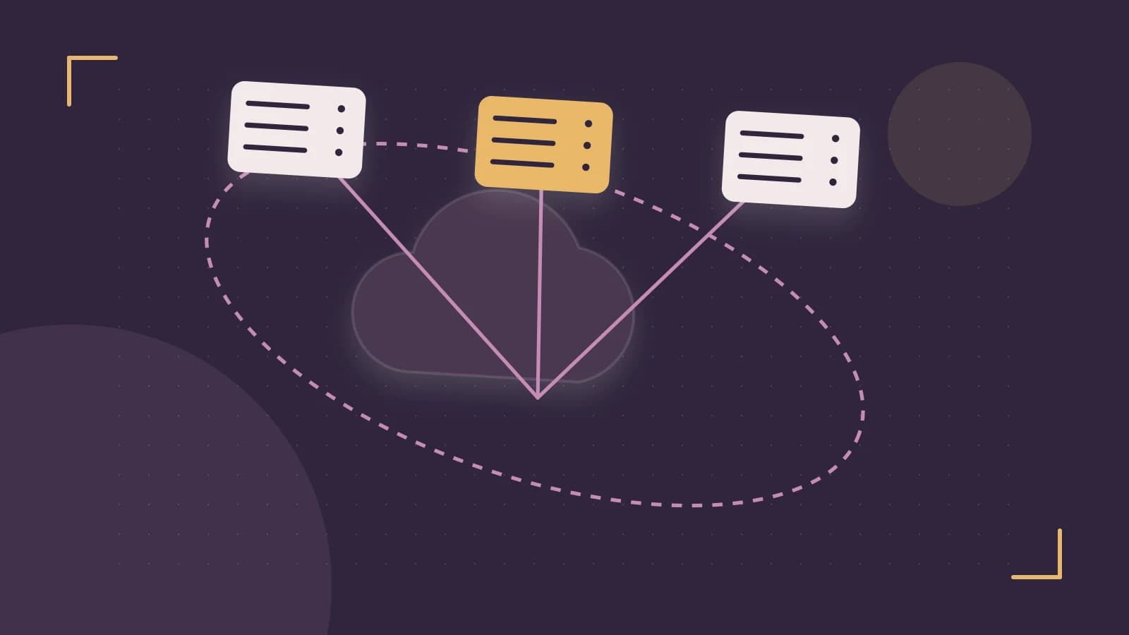 Editorial illustration of cloud infrastructure, connected server racks and an orbital service map