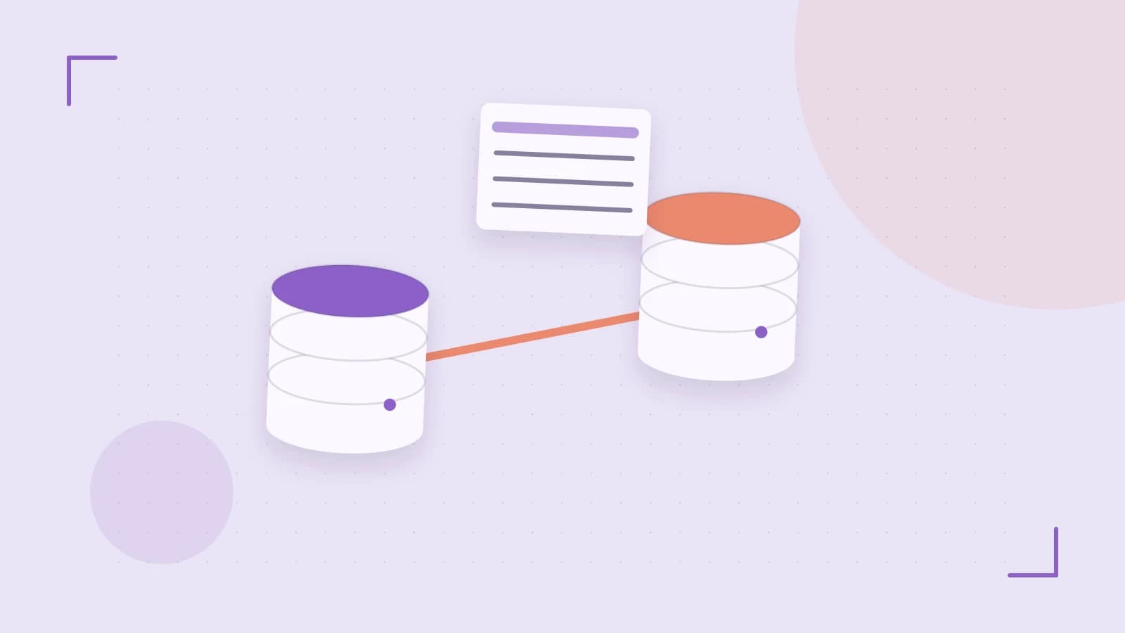 Editorial illustration of structured records, database cylinders and relationships between tables