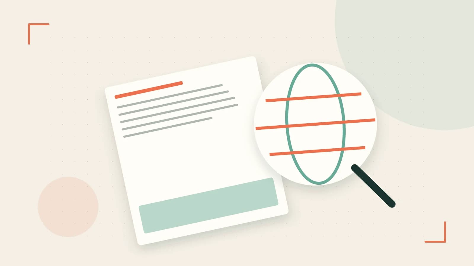 Editorial illustration of an editorial globe with meridians and layered geographic shapes