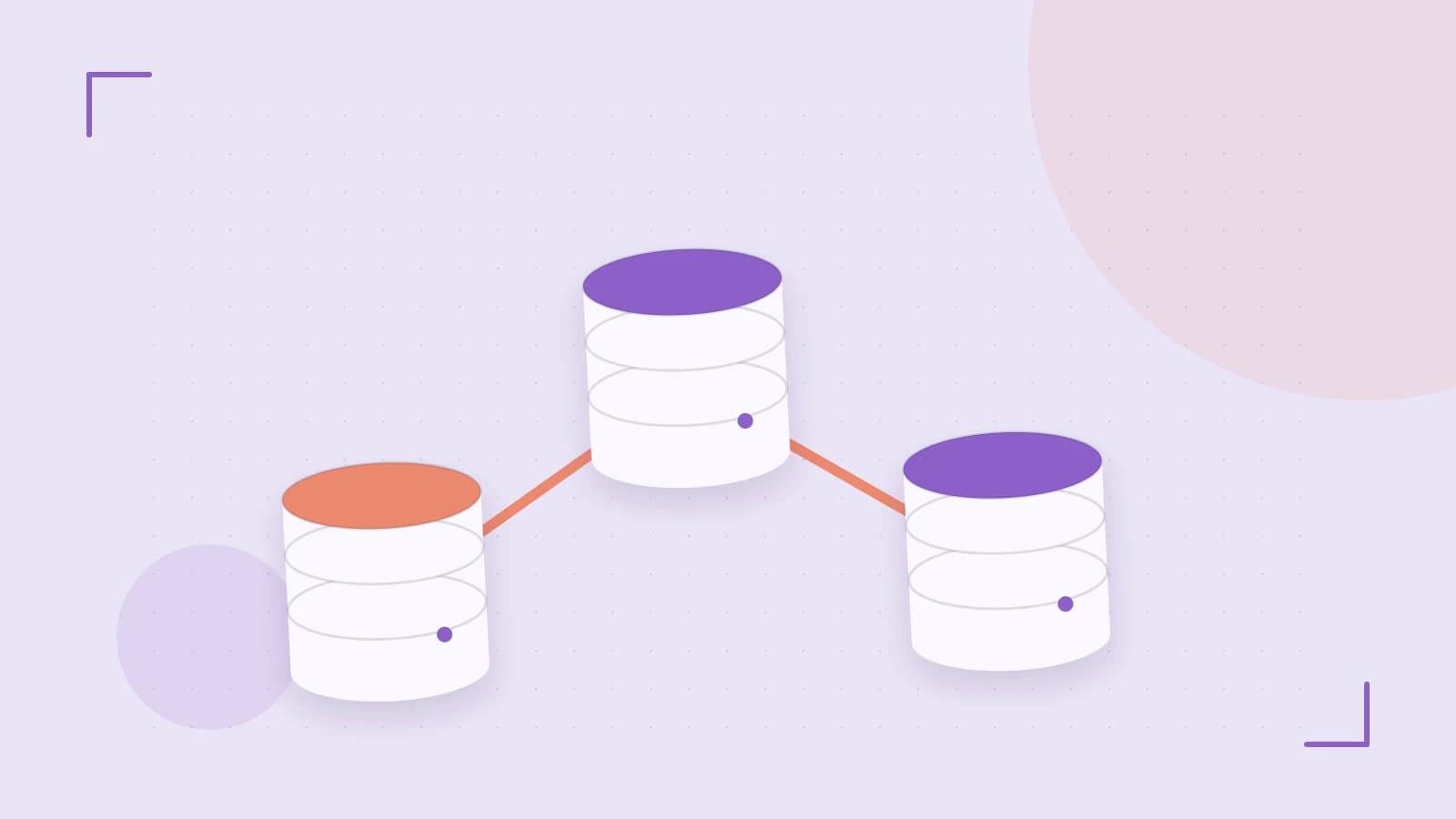 Editorial illustration of structured records, database cylinders and relationships between tables