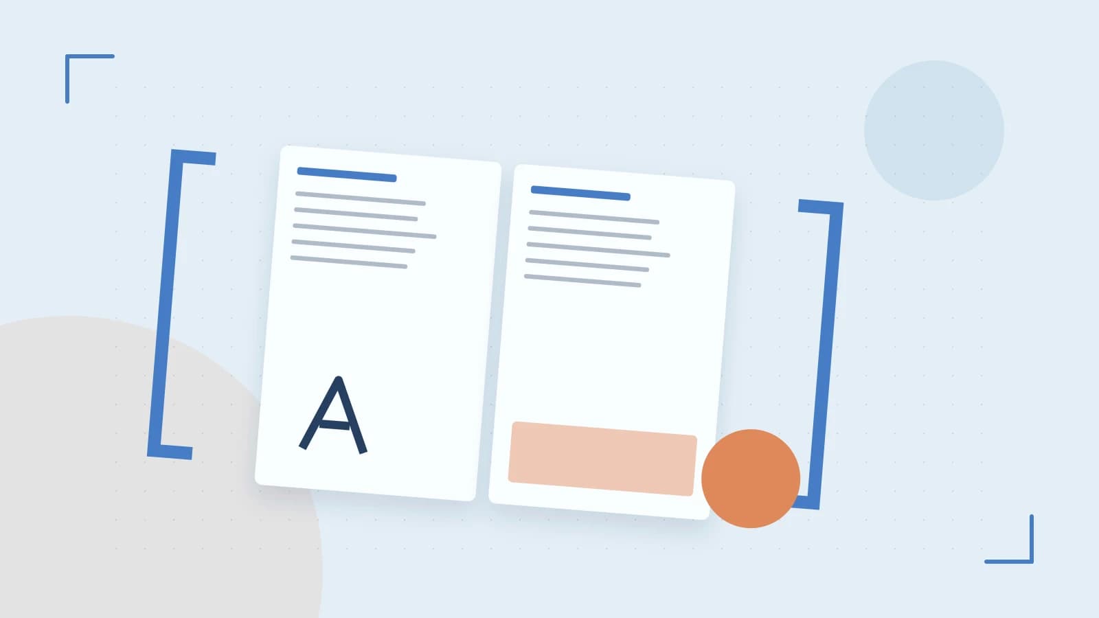 Editorial illustration of typeset pages, expressive letterform shapes and a precise editorial page grid