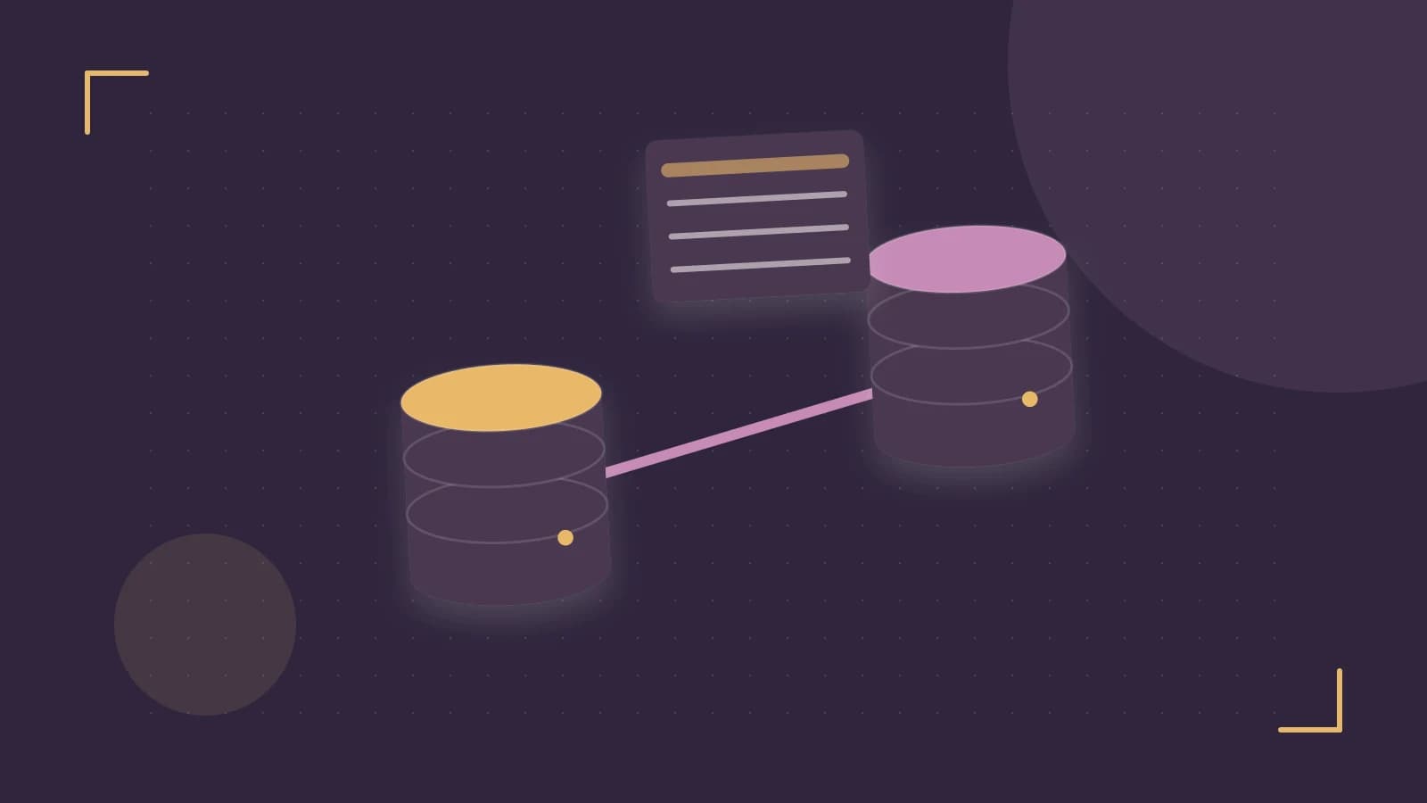 Editorial illustration of structured records, database cylinders and relationships between tables