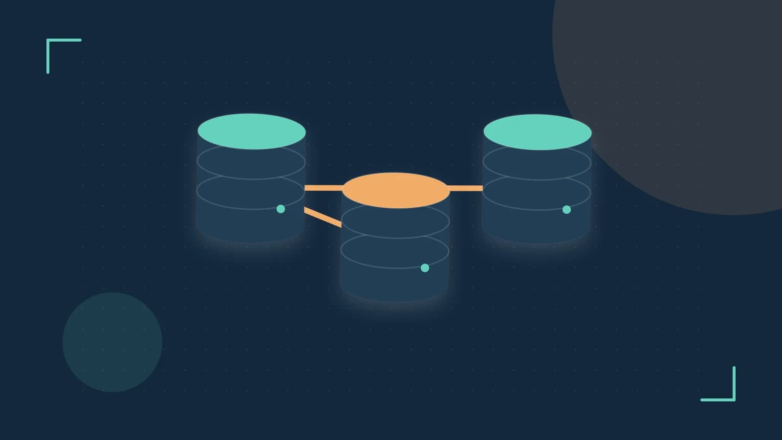 Editorial illustration of structured records, database cylinders and relationships between tables