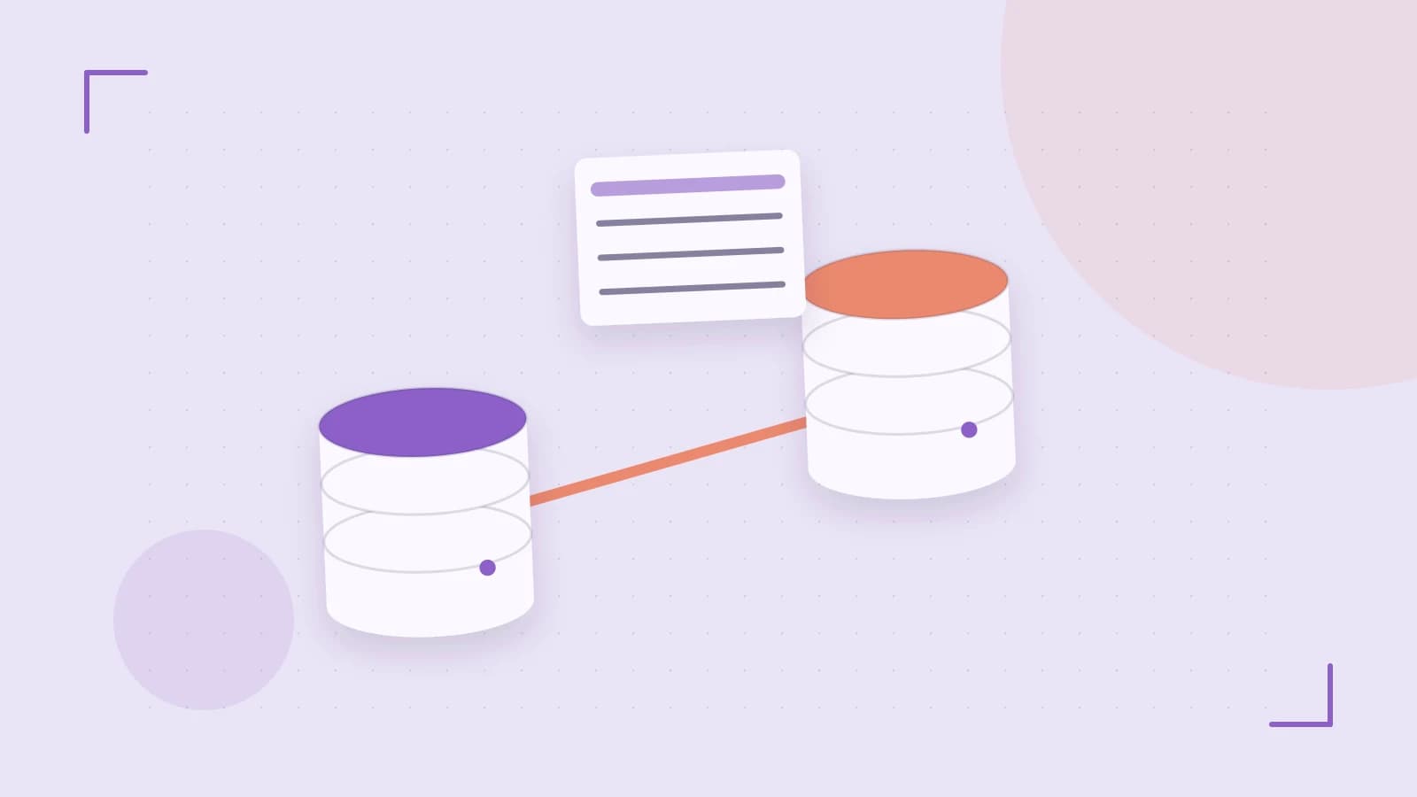 Editorial illustration of structured records, database cylinders and relationships between tables