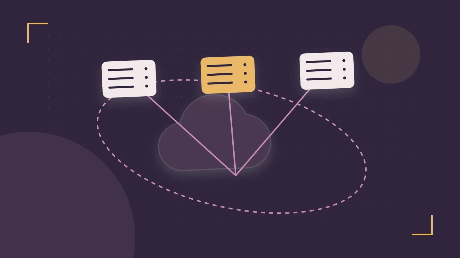 Editorial illustration of cloud infrastructure, connected server racks and an orbital service map