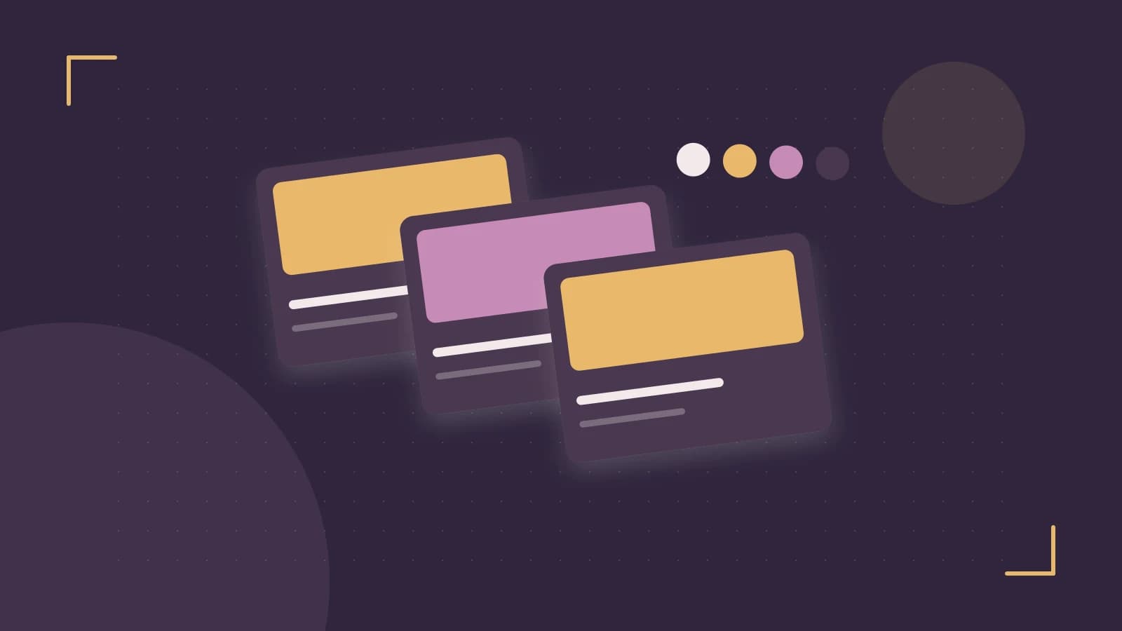 Editorial illustration of responsive browser layouts, overlapping design components and a color system