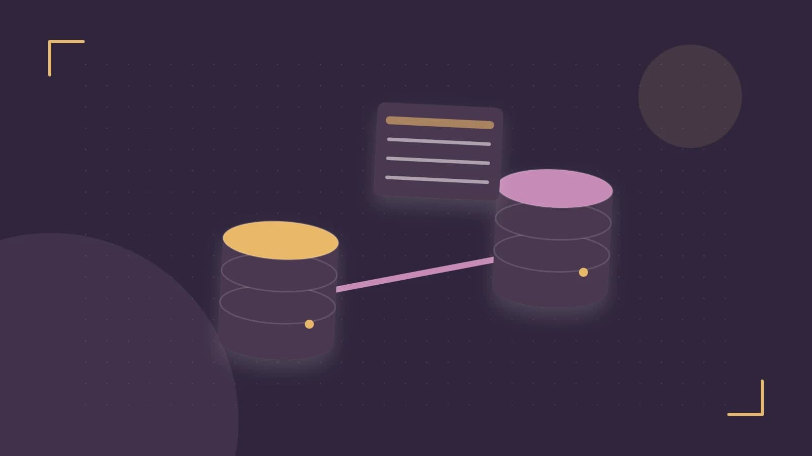 Editorial illustration of structured records, database cylinders and relationships between tables