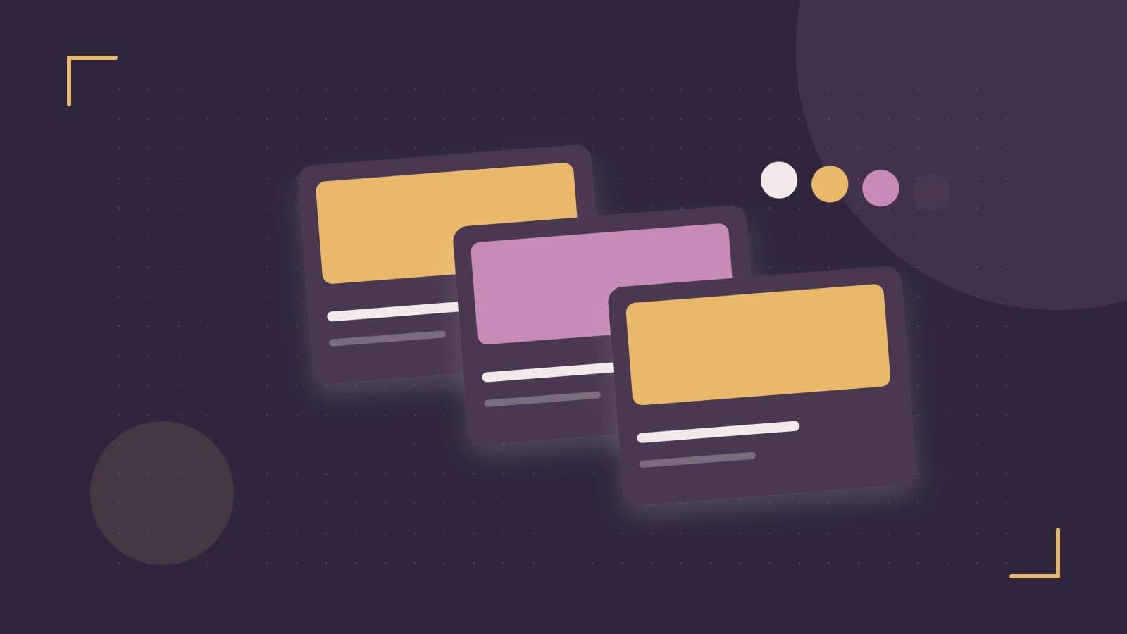 Editorial illustration of responsive browser layouts, overlapping design components and a color system