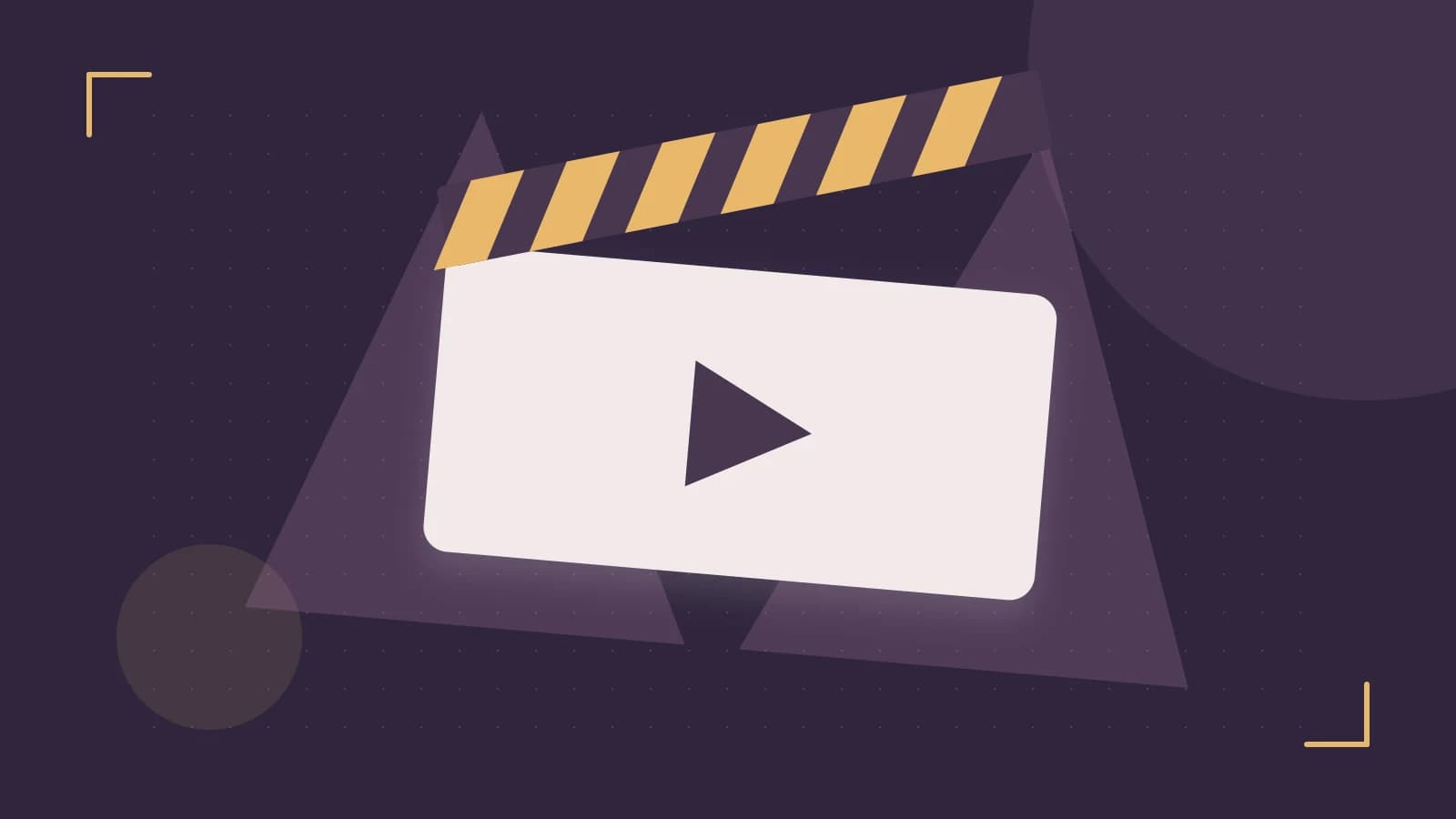 Editorial illustration of a film clapperboard, a spotlight and layered cultural artwork