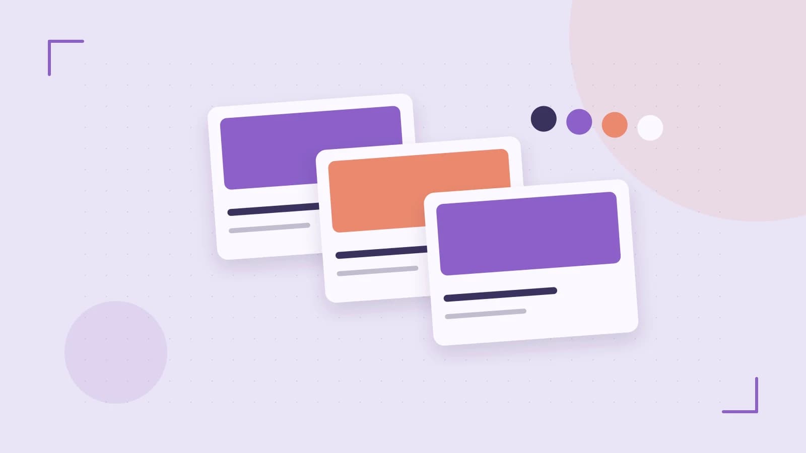 Editorial illustration of responsive browser layouts, overlapping design components and a color system