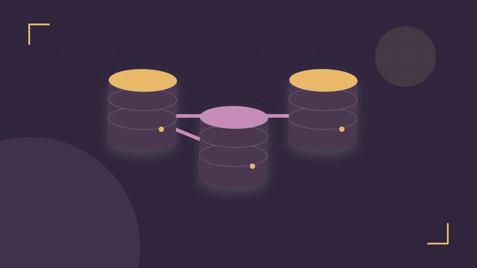 Editorial illustration of structured records, database cylinders and relationships between tables