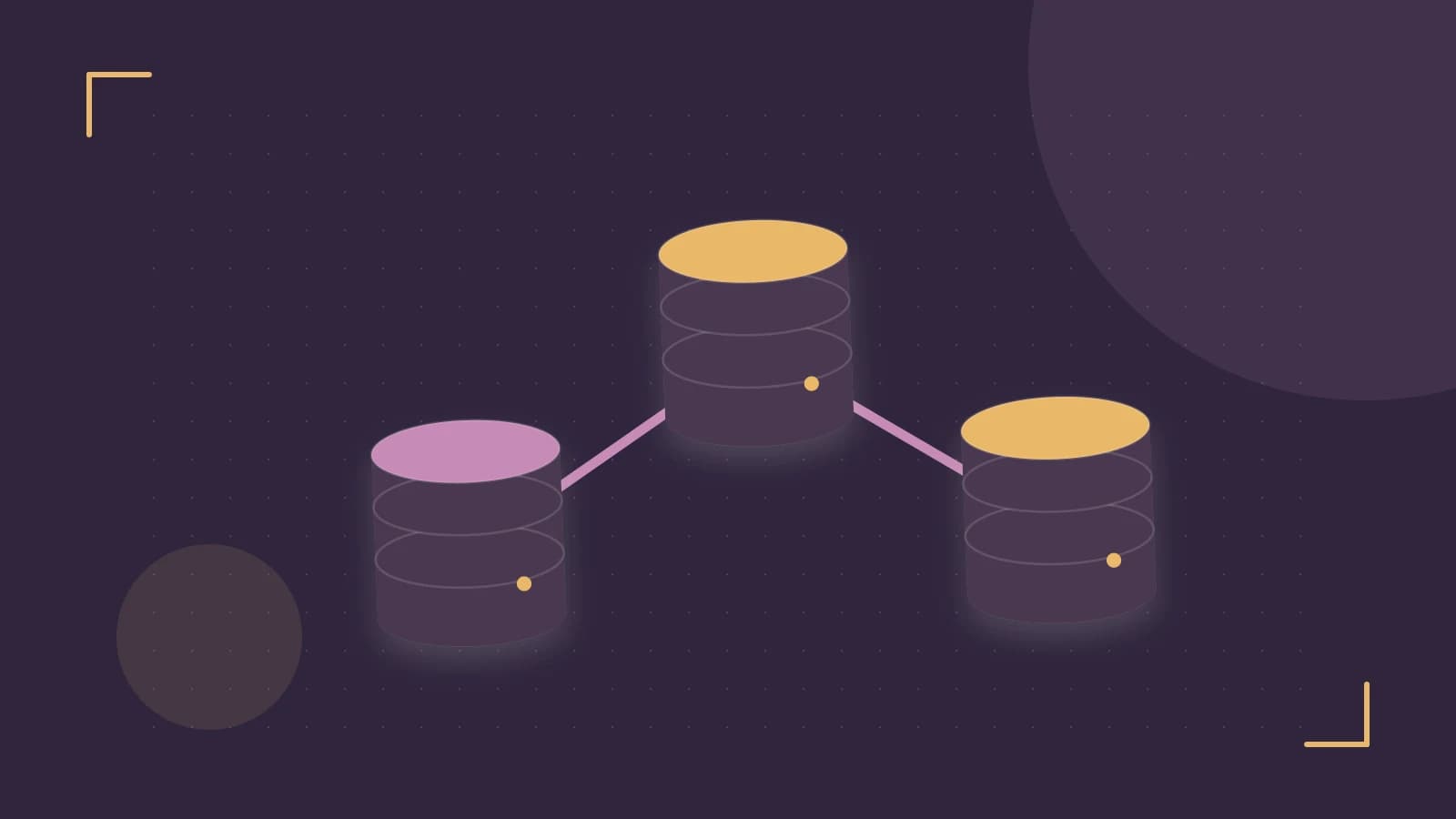 Editorial illustration of structured records, database cylinders and relationships between tables