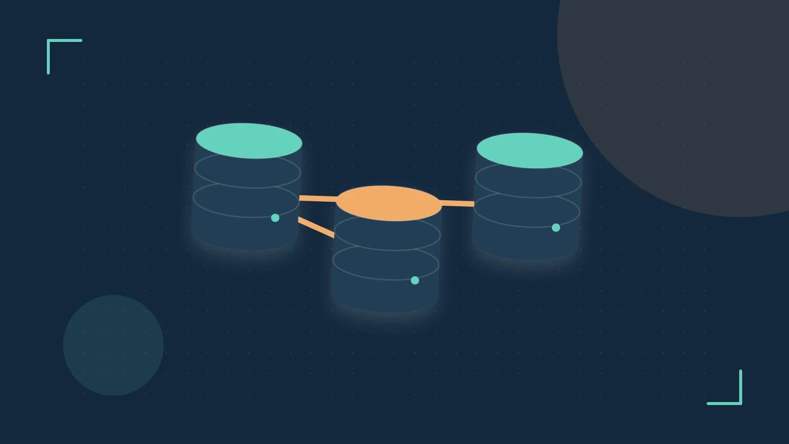 Editorial illustration of structured records, database cylinders and relationships between tables