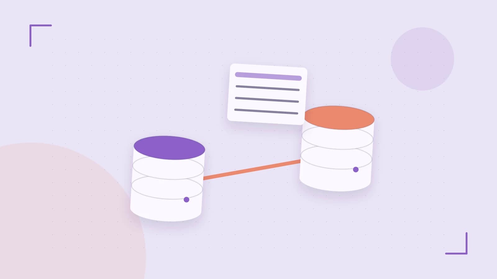 Editorial illustration of structured records, database cylinders and relationships between tables