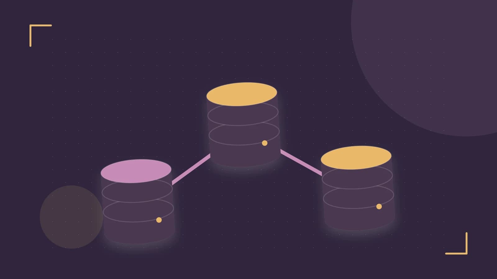 Editorial illustration of structured records, database cylinders and relationships between tables