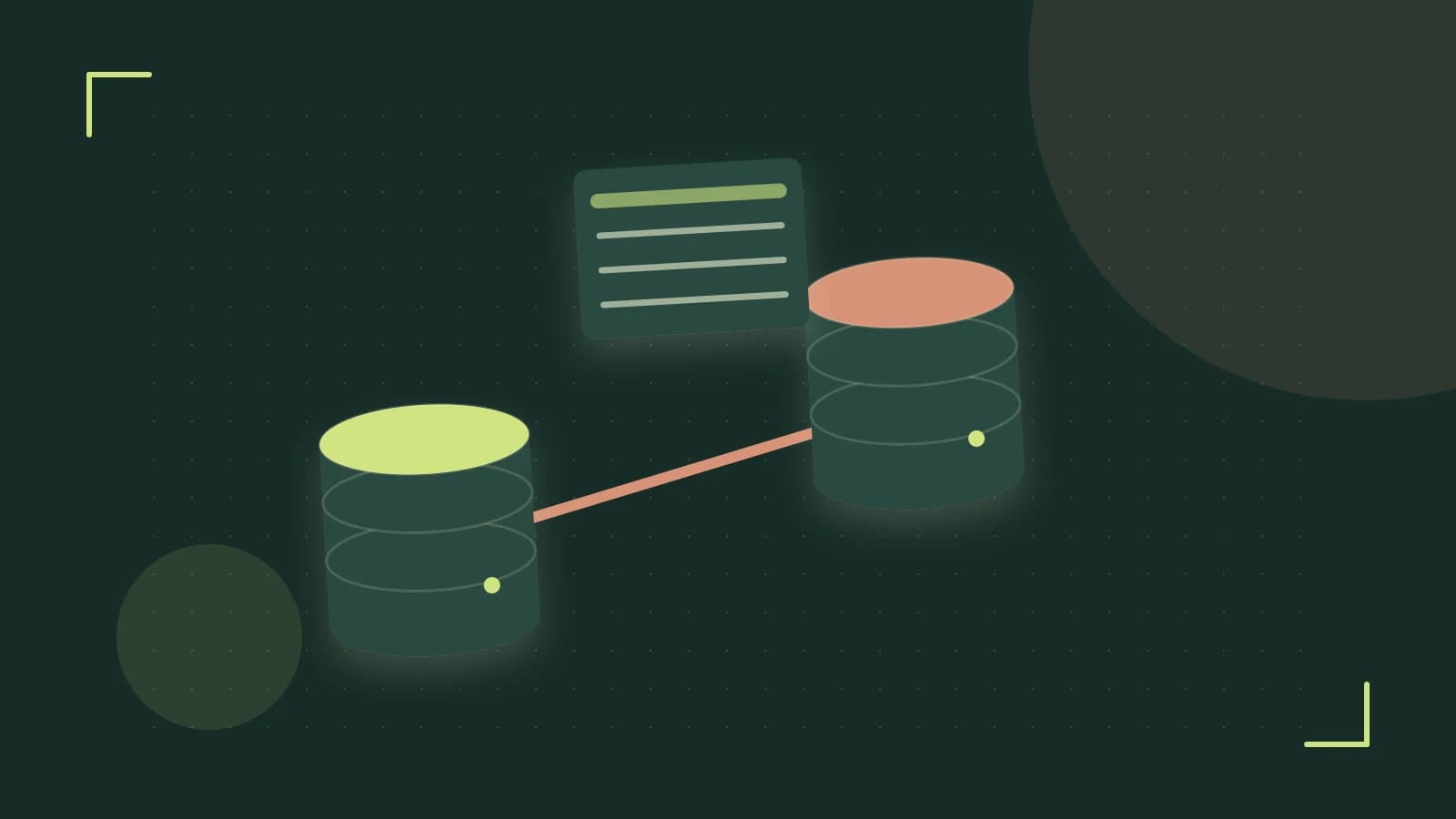 Editorial illustration of structured records, database cylinders and relationships between tables