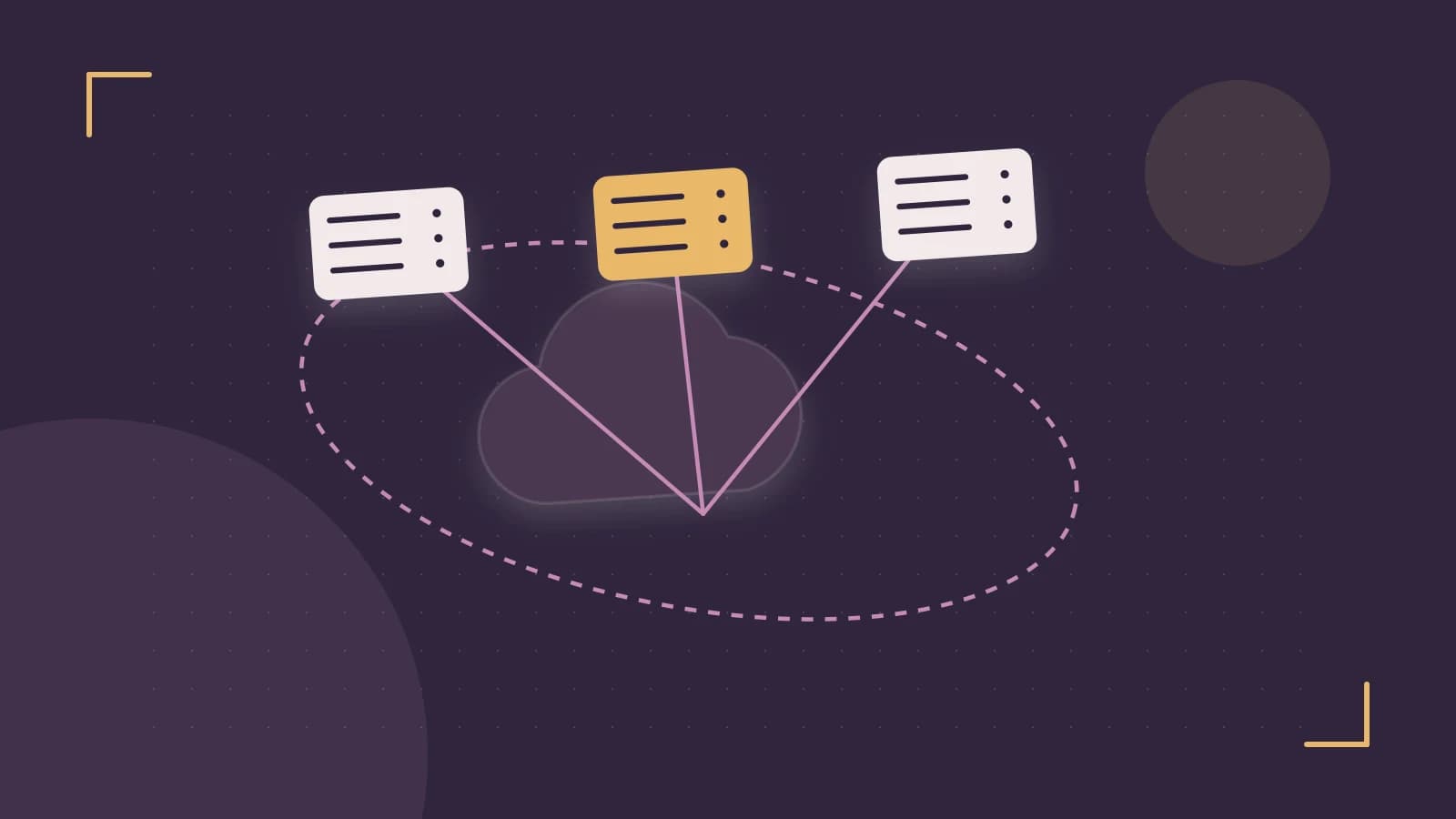 Editorial illustration of cloud infrastructure, connected server racks and an orbital service map