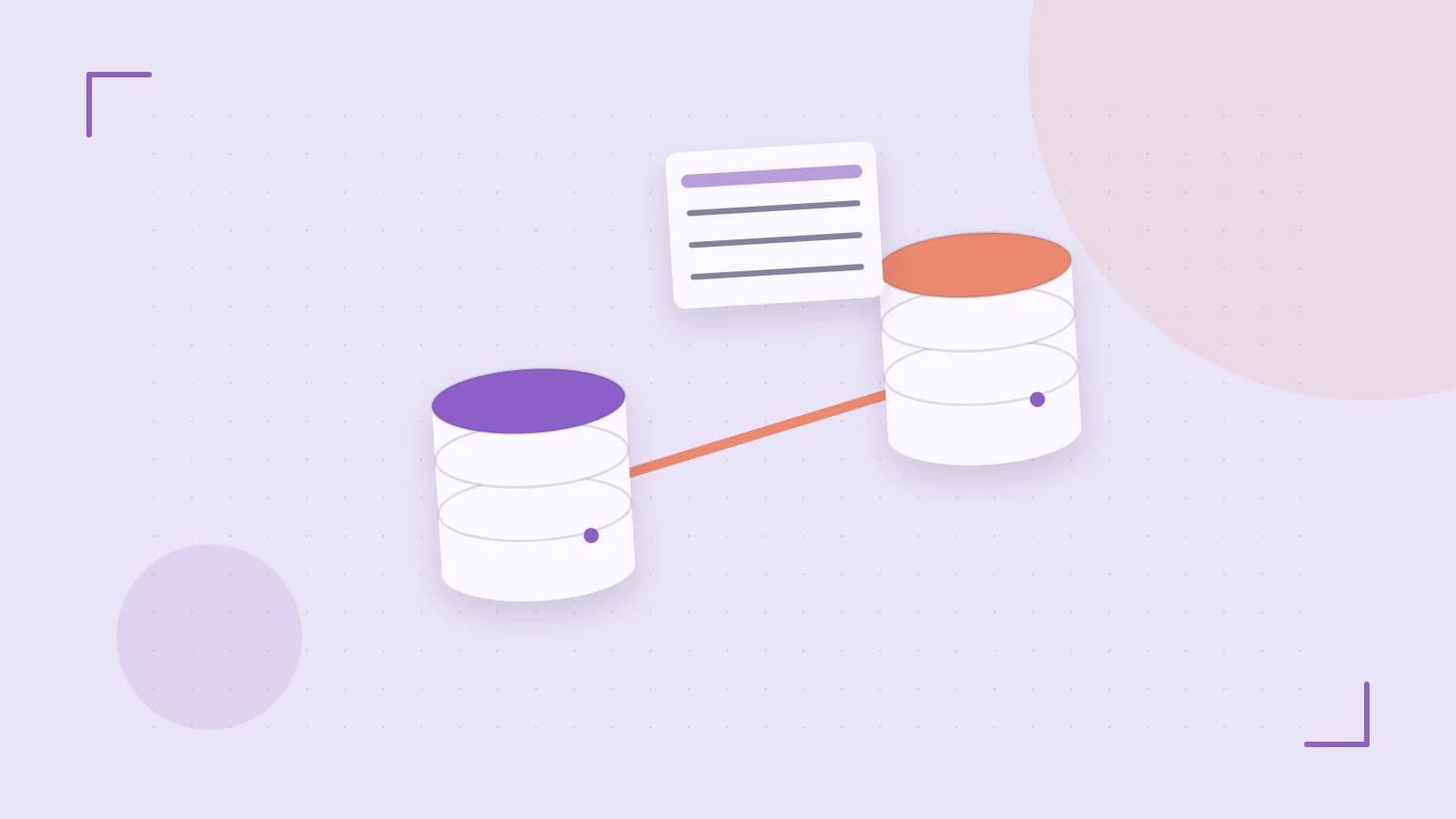 Editorial illustration of structured records, database cylinders and relationships between tables