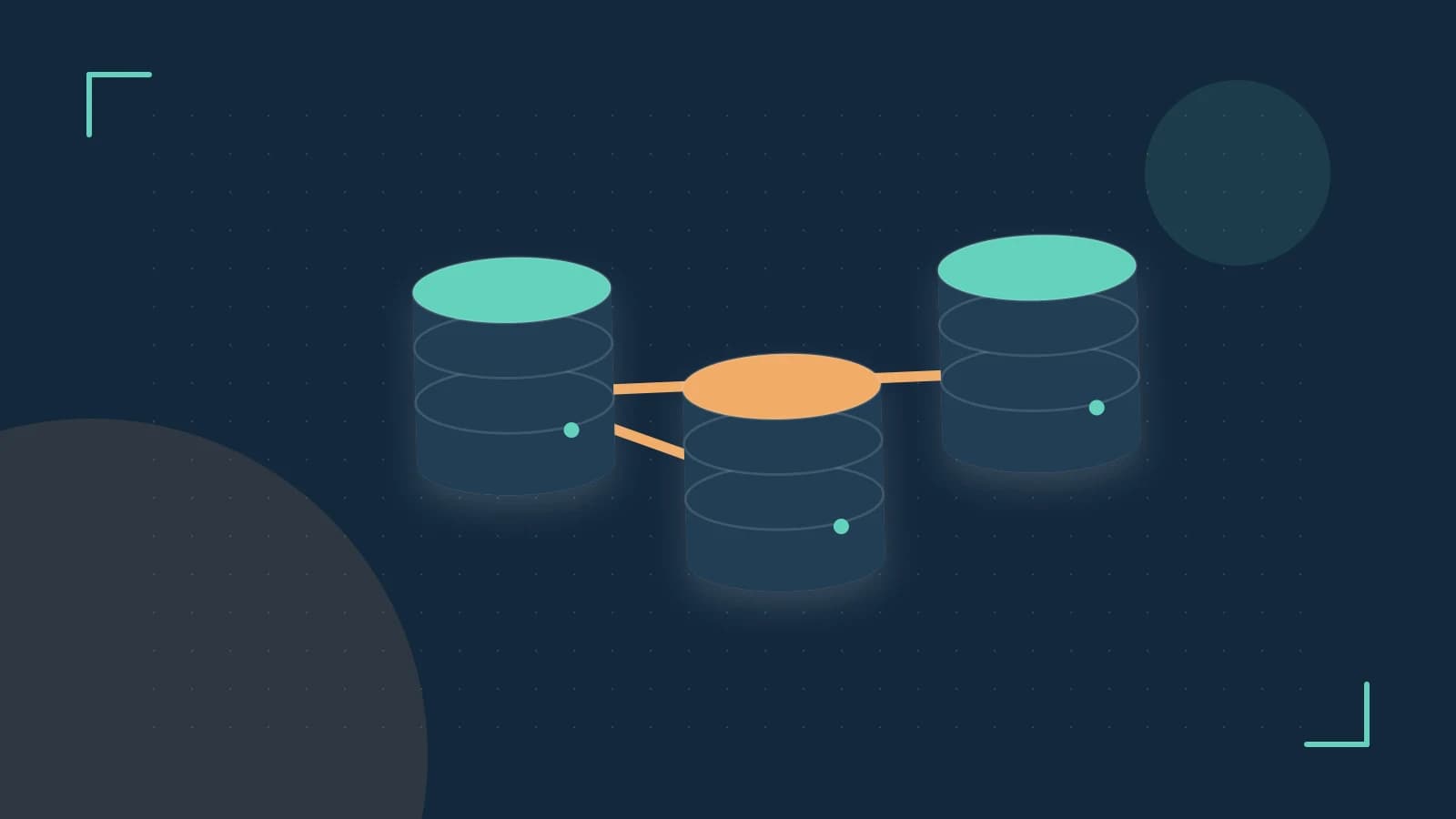 Editorial illustration of structured records, database cylinders and relationships between tables