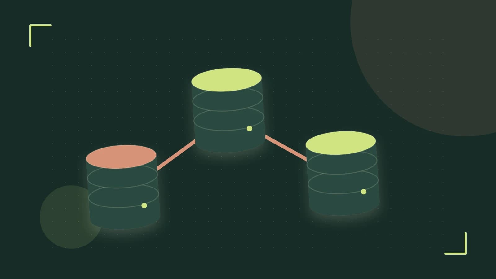 Editorial illustration of structured records, database cylinders and relationships between tables