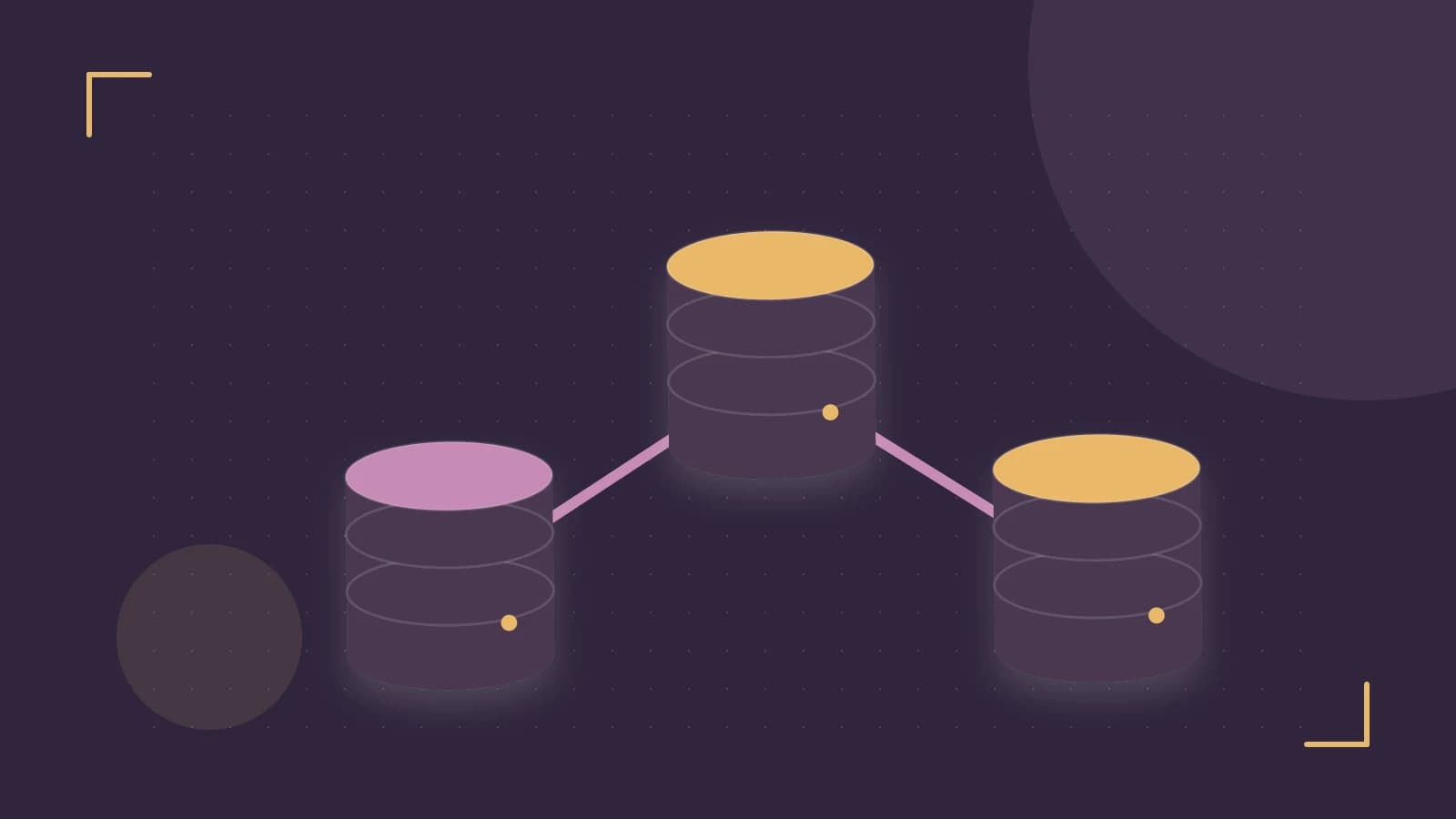 Editorial illustration of structured records, database cylinders and relationships between tables