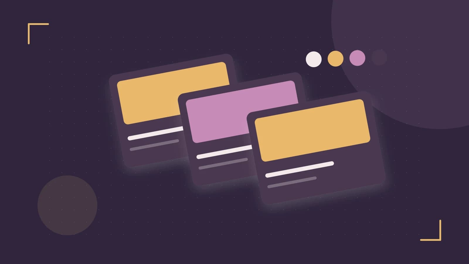 Editorial illustration of responsive browser layouts, overlapping design components and a color system