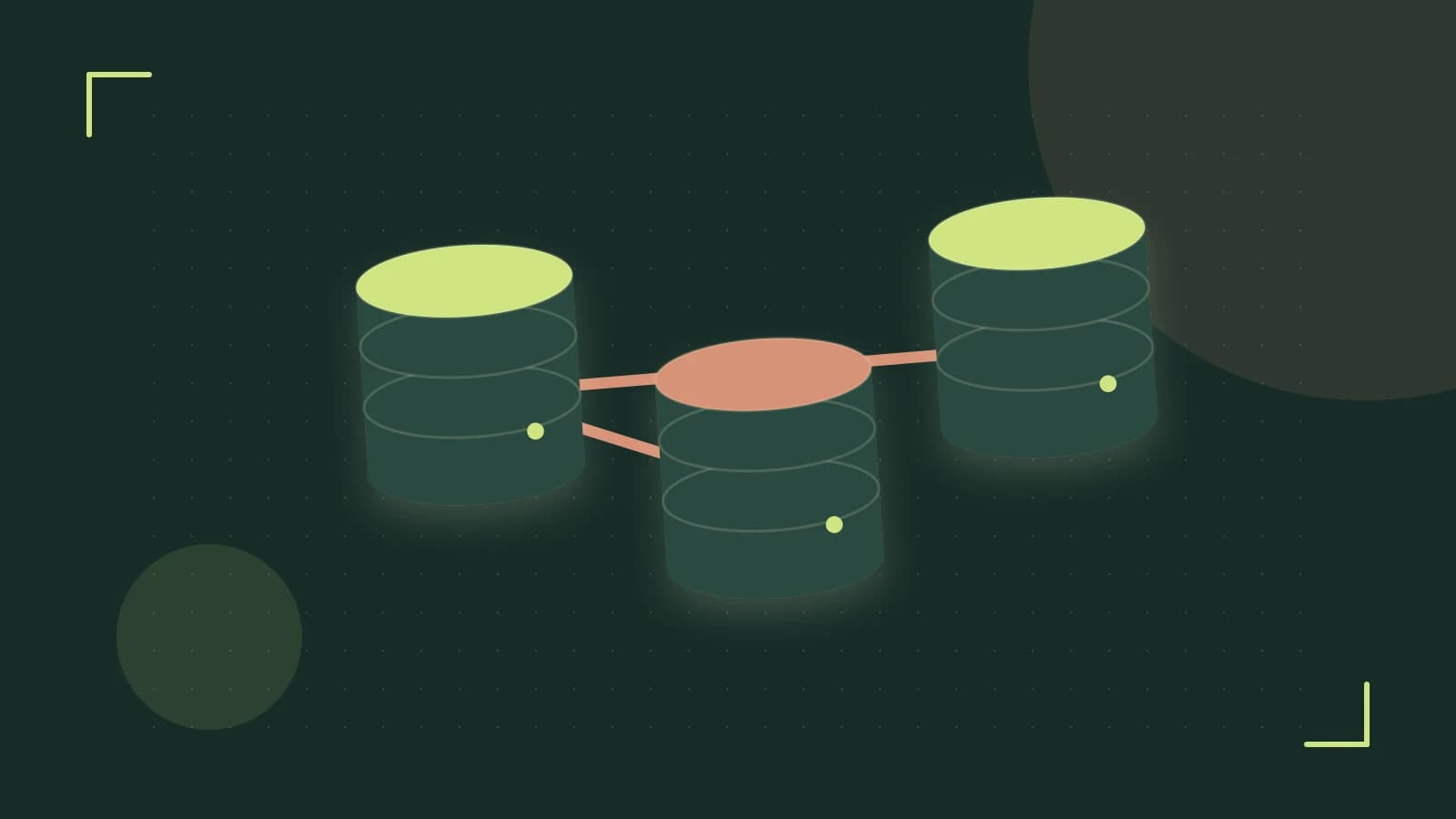 Editorial illustration of structured records, database cylinders and relationships between tables