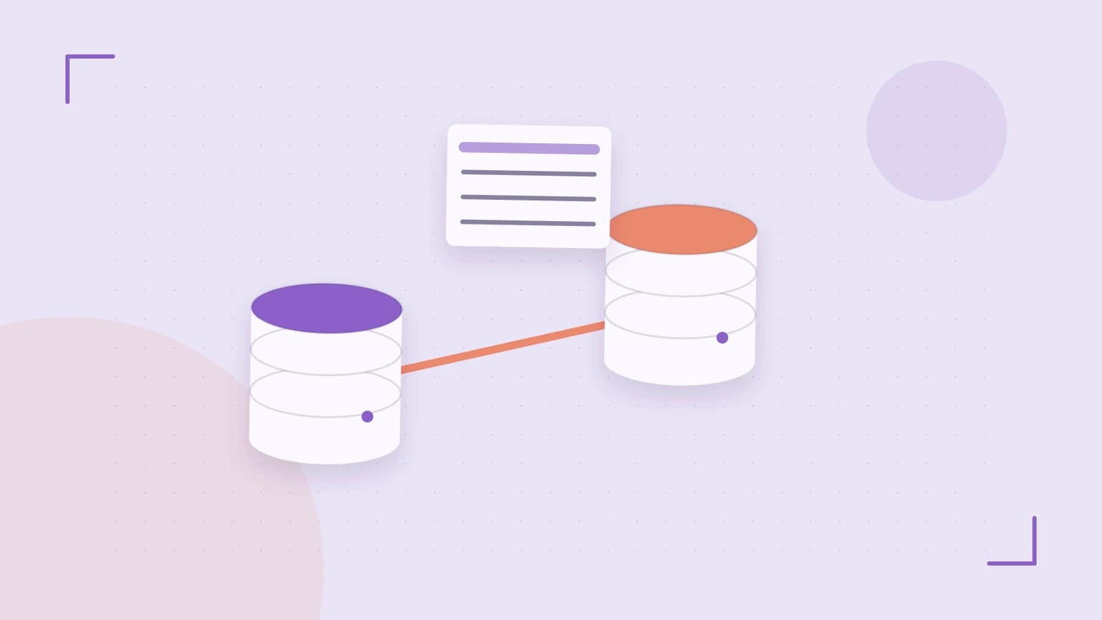 Editorial illustration of structured records, database cylinders and relationships between tables