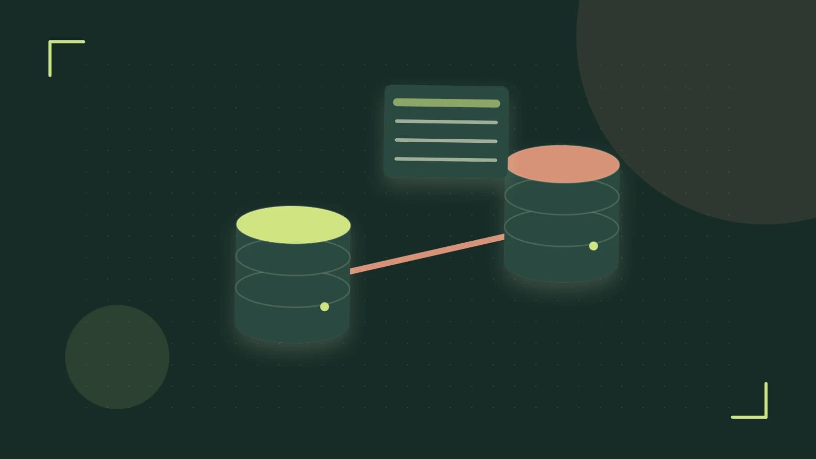 Editorial illustration of structured records, database cylinders and relationships between tables